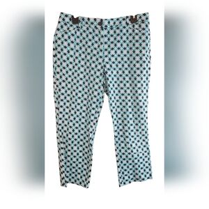 New York & Company Size 8 Cropped Blue and Black Geometric Print Pants